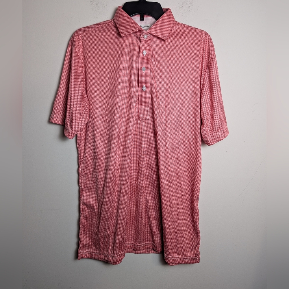 Collars & Co. Red Shirt Gingham Plaid Short Sleeve Men Polo Sz L
